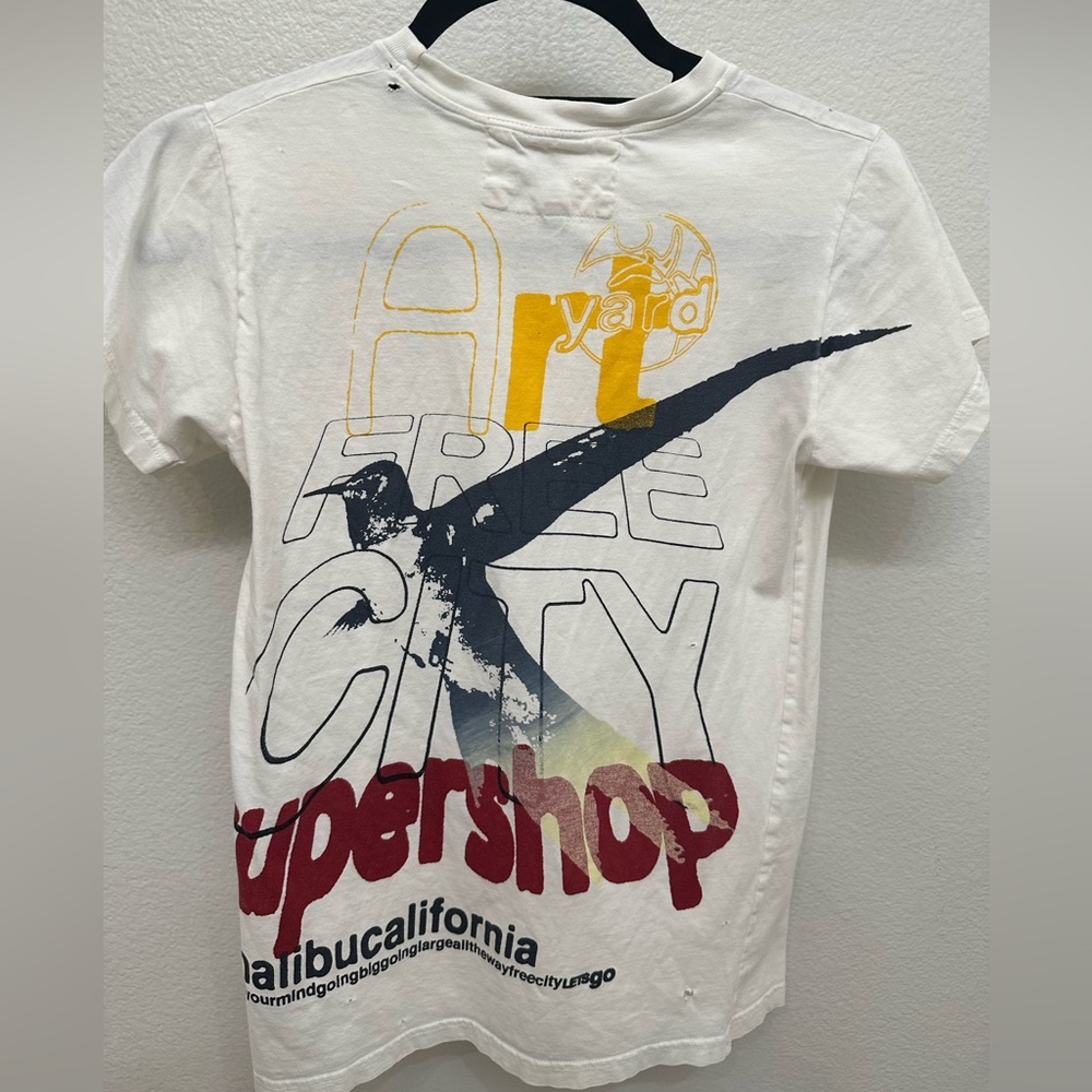 Vintage Free City supershop art yard shirt from original store in Malibu